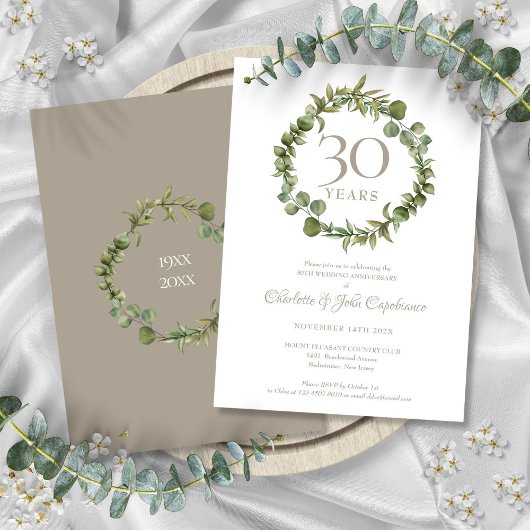 30e Parelhuwelijksjubileum Woodland Greenery Kaart