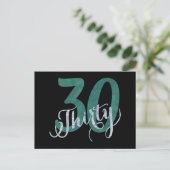 30e partij | Birthday Green Black Hartelijk dank Briefkaart (Staand voorkant)