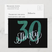 30e partij | Birthday Green Black Hartelijk dank Briefkaart (Voorkant / Achterkant)
