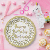 30e Partij Willekeurige Nummer Patroon Goud/Wit Papieren Bordje (Feest)