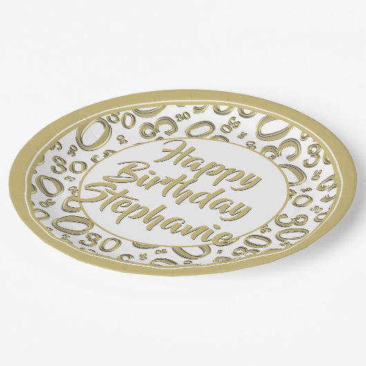 30e Partij Willekeurige Nummer Patroon Goud/Wit Papieren Bordje (Gekanteld)