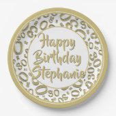 30e Partij Willekeurige Nummer Patroon Goud/Wit Papieren Bordje (Voorkant)