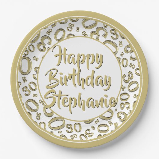 30e Partij Willekeurige Nummer Patroon Goud/Wit Papieren Bordje (Voorkant)