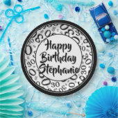 30e Partij Willekeurige Nummer Patroon Zwart/Wit Papieren Bordje (Feest)