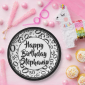 30e Partij Willekeurige Nummer Patroon Zwart/Wit Papieren Bordje (Feest)