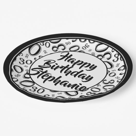 30e Partij Willekeurige Nummer Patroon Zwart/Wit Papieren Bordje (Gekanteld)