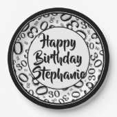 30e Partij Willekeurige Nummer Patroon Zwart/Wit Papieren Bordje (Voorkant)