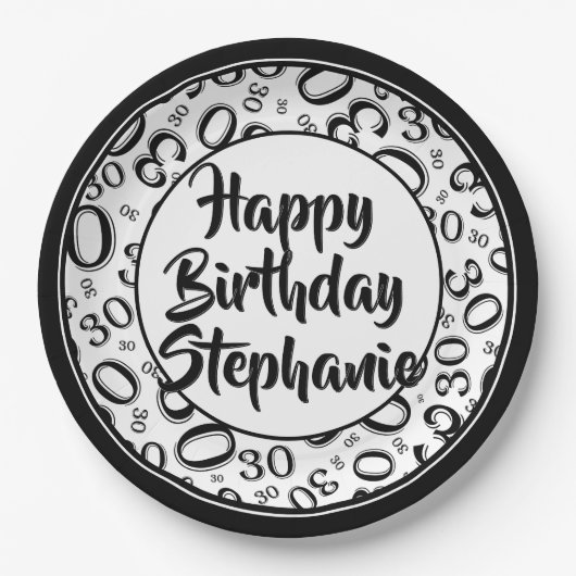 30e Partij Willekeurige Nummer Patroon Zwart/Wit Papieren Bordje (Voorkant)