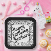 30e Partij Willekeurige Nummer Patroon Zwart/wit Papieren Bordje (Feest)