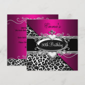 30e partij: zilverroze zwarte witte luipaard kaart (Voorkant / Achterkant)