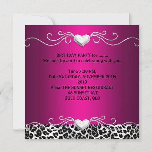 30e partij: zilverroze zwarte witte luipaard kaart (Achterkant)