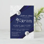 30e Pearl Jubileum Design - Navy en White Kaart (Staand voorkant)