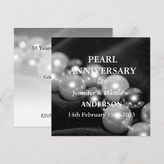 30e Pearl Wedding Jubileum Celebarationll (B&W) Kaart (Voorkant / Achterkant)