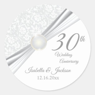 30e Pearl Wedding Jubileum Design Ronde Sticker