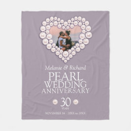 30e Pearl Wedding Jubileum foto hart Fleece Deken