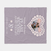 30e Pearl Wedding Jubileum foto hart Fleece Deken (Voorkant (Horizontaal))