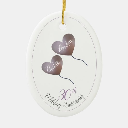 30e Pearl Wedding Jubileum man en vrouw cadeau Keramisch Ornament (Voorkant)