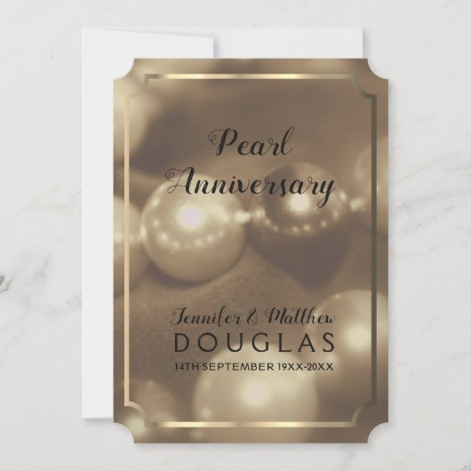 30e Pearl Wedding Jubileum Nostalgia Invites © Kaart (Voorkant)