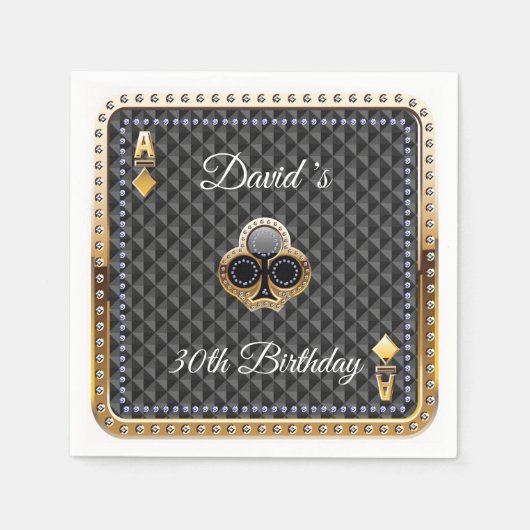30e pokerspeelkaart Casino Birthday Napkins Servet (Voorkant)