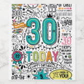 30e printbare verjaardag wijn etiket (Enkel label)