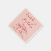 30e Retro Hand getekend Roze Rode Martini Verjaard Servet (Hoek)