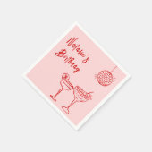 30e Retro Hand getekend Roze Rode Milestone Verjaa Servet (Hoek)