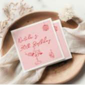 30e Retro Hand getekend Roze Rood Dertig Fun Verja Servet