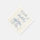 30e Retro Hand getrokken Blue Cream Martini Verjaa Servet (Hoek)