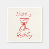 30e Retro Hand getrokken Champagne Bow Glas Verjaa Servet (Voorkant)