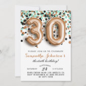 30e Roos gouden munt verjaardagsuitnodiging Kaart (Voorkant)