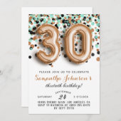 30e Roos gouden munt verjaardagsuitnodiging Kaart (Voorkant / Achterkant)