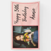 30e roze foto Happy Birthday Spandoek (Verticaal)