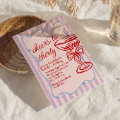 30e roze getekende kleurrijke champagneglas verjaa kaart