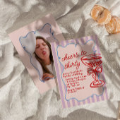 30e Roze Getrokken Champagne Glas Leuke Foto Verja Kaart