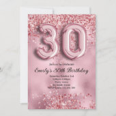 30e Roze Glitter Verjaardag Kaart (Voorkant)
