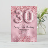 30e Roze Glitter Verjaardag Kaart (Staand voorkant)