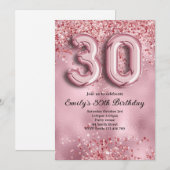 30e Roze Glitter Verjaardag Kaart (Voorkant / Achterkant)