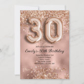 30e Roze Gouden Glitter Verjaardag Kaart (Voorkant)