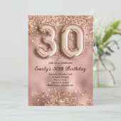 30e Roze Gouden Glitter Verjaardag Kaart (Staand voorkant)