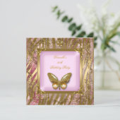 30e roze goudvlinder van de Birthday Party Kaart (Staand voorkant)