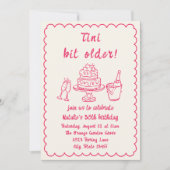 30e Roze Hand Getrokken Champagne Cake Verjaardags Kaart (Voorkant)