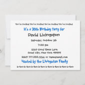 30e Sjabloon van de uitnodiging van de Birthday Pa (Achterkant)