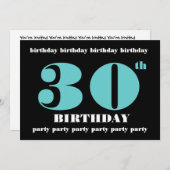 30e Sjabloon van de uitnodiging van de Birthday Pa (Voorkant / Achterkant)