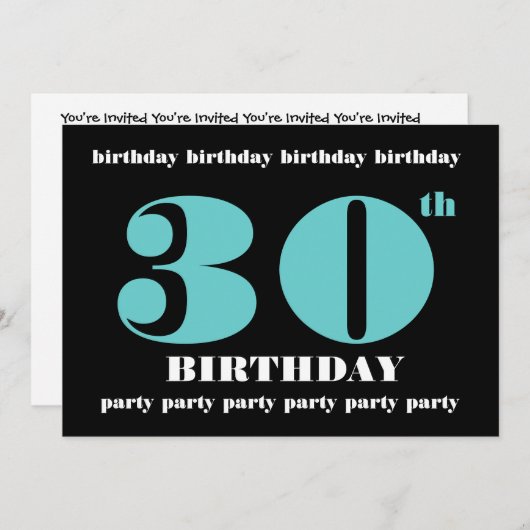 30e Sjabloon van de uitnodiging van de Birthday Pa (Voorkant / Achterkant)