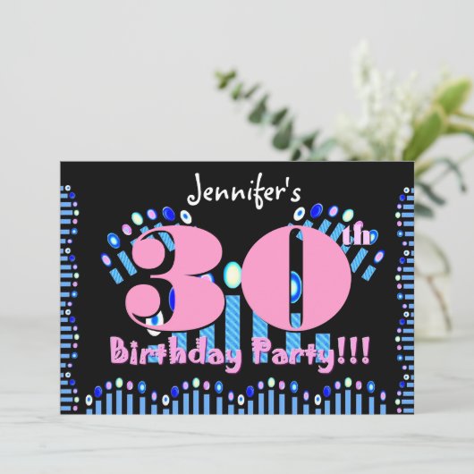 30e Sjabloon van de uitnodiging van de Birthday Pa (Staand voorkant)