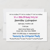 30e Sjabloon van de uitnodiging van de Birthday Pa (Achterkant)