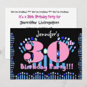 30e Sjabloon van de uitnodiging van de Birthday Pa (Voorkant / Achterkant)