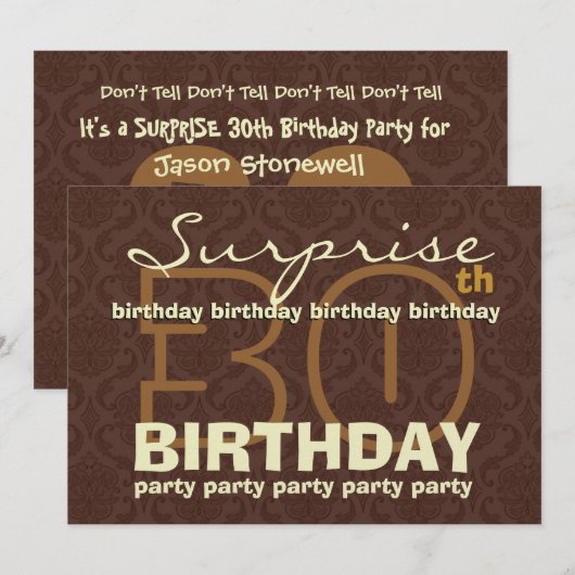 30e SOPRISE Birthday Chocolate and Gold G204 Kaart (Voorkant / Achterkant)