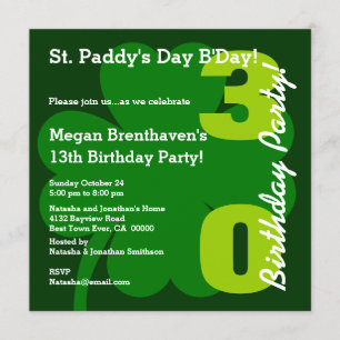 30e ST PATRICK Birthday Party Shamrock A01 Kaart