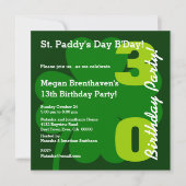 30e ST PATRICK Verjaardagsfeest Shamrock A01 Kaart (Voorkant)